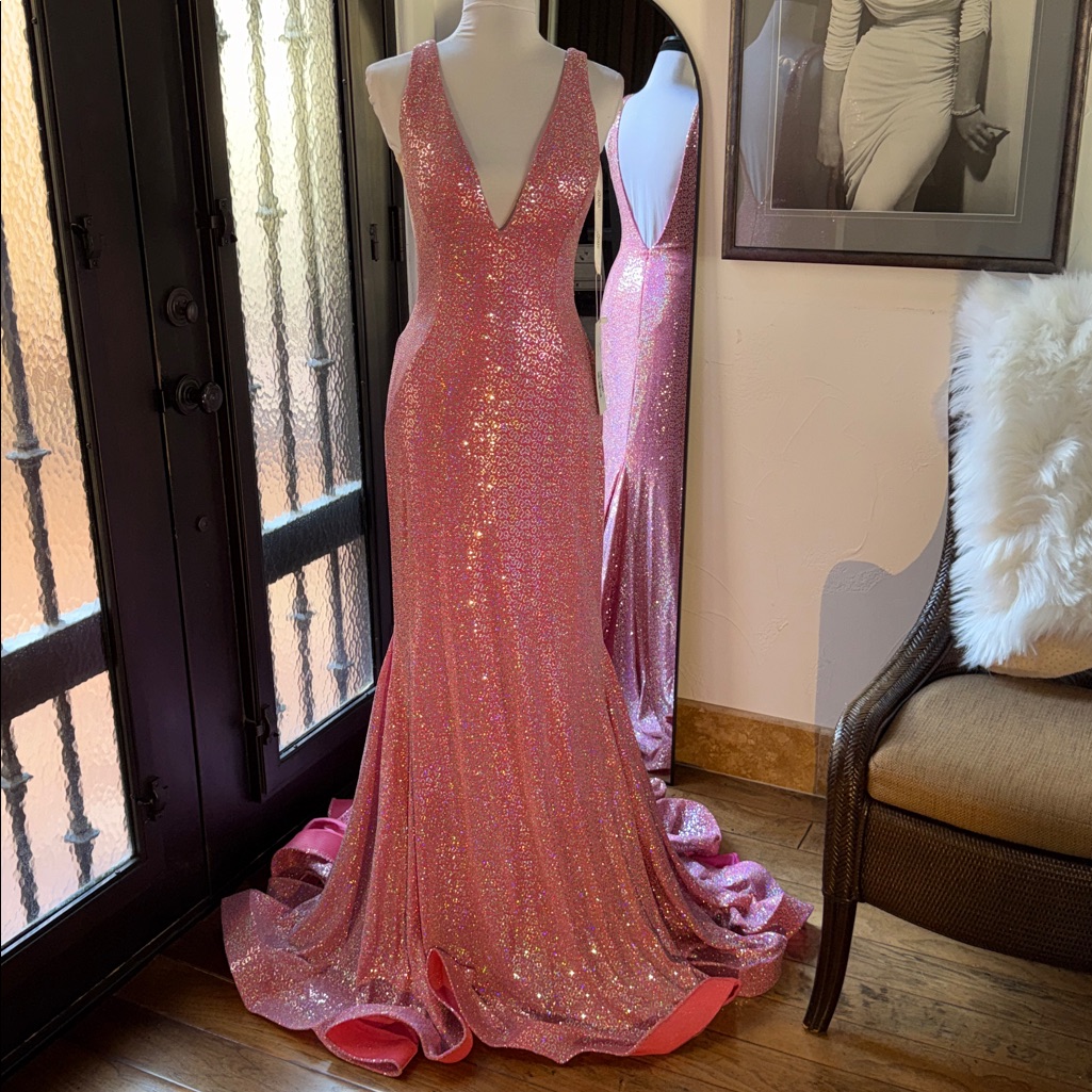 Jovani Hot Pink Sparke Dress Sz 4 Nwt $599